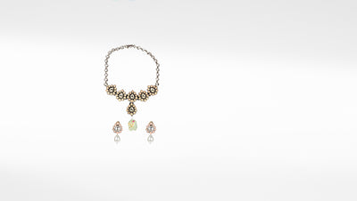 Seher Silver Necklace with Pearl Drop Earrings