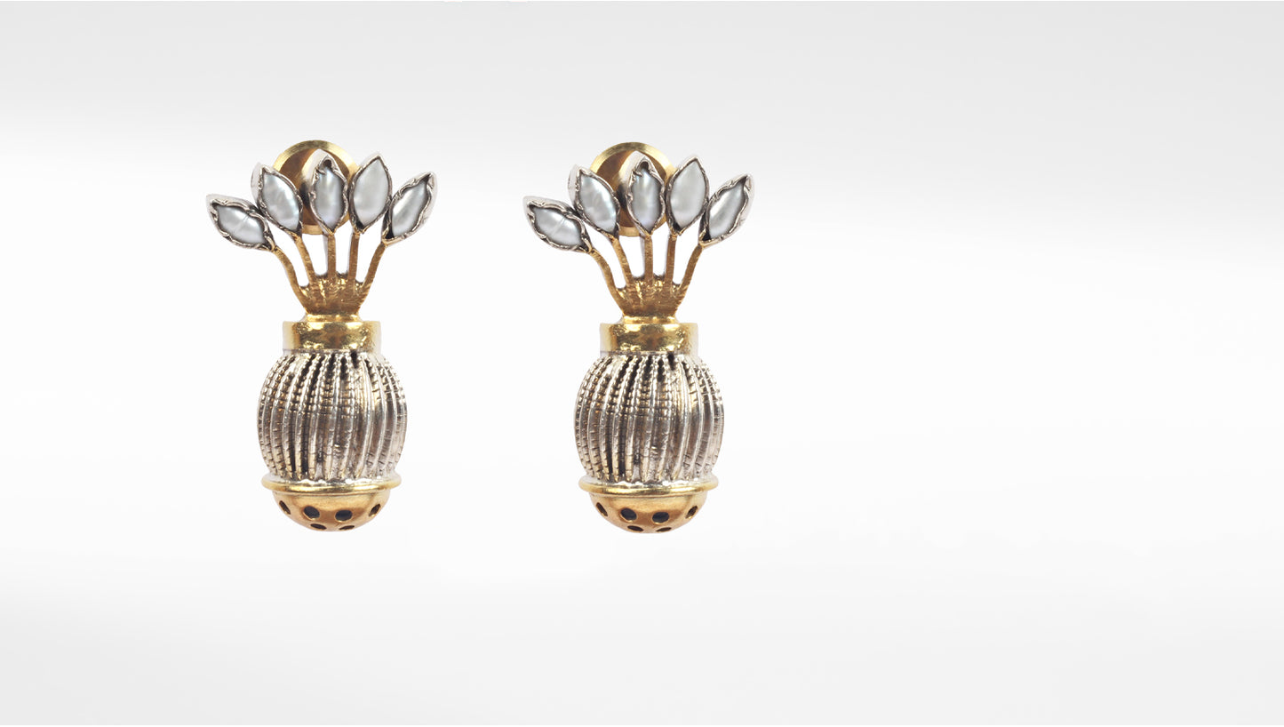 Sangeeta Boochra Dual Tone Tribal Silver Earrings