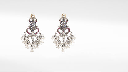 Sangeeta Boochra Tribal Silver Earrings With Pearls