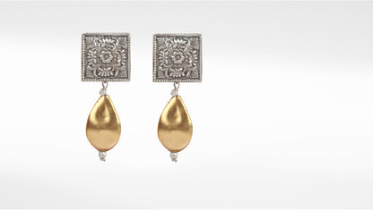 Sangeeta Boochra Dual Tone Tribal Silver Earrings