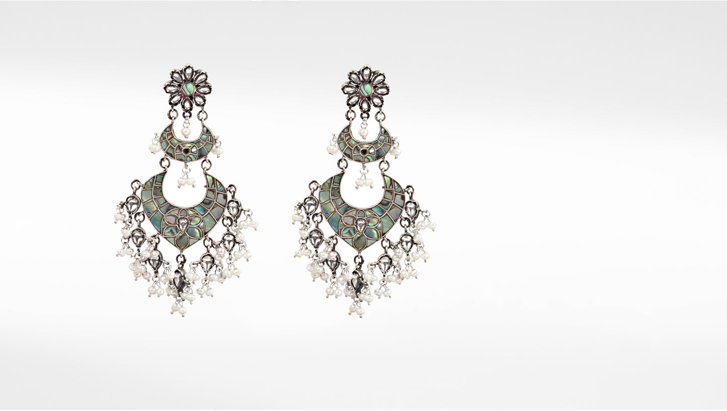 Sangeeta Boochra Tribal Silver Earrings With Pearls