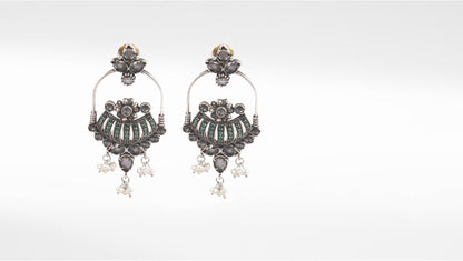 Sangeeta Boochra Tribal Silver Earrings With Pearls