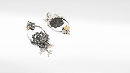 Sangeeta Boochra Tribal Silver Earrings With Pearls