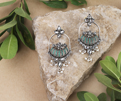 Sangeeta Boochra Tribal Silver Earrings With Pearls