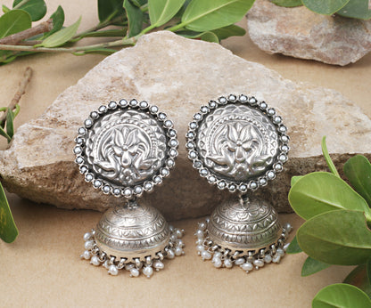 Sangeeta Boochra Tribal Silver Earrings With Pearls