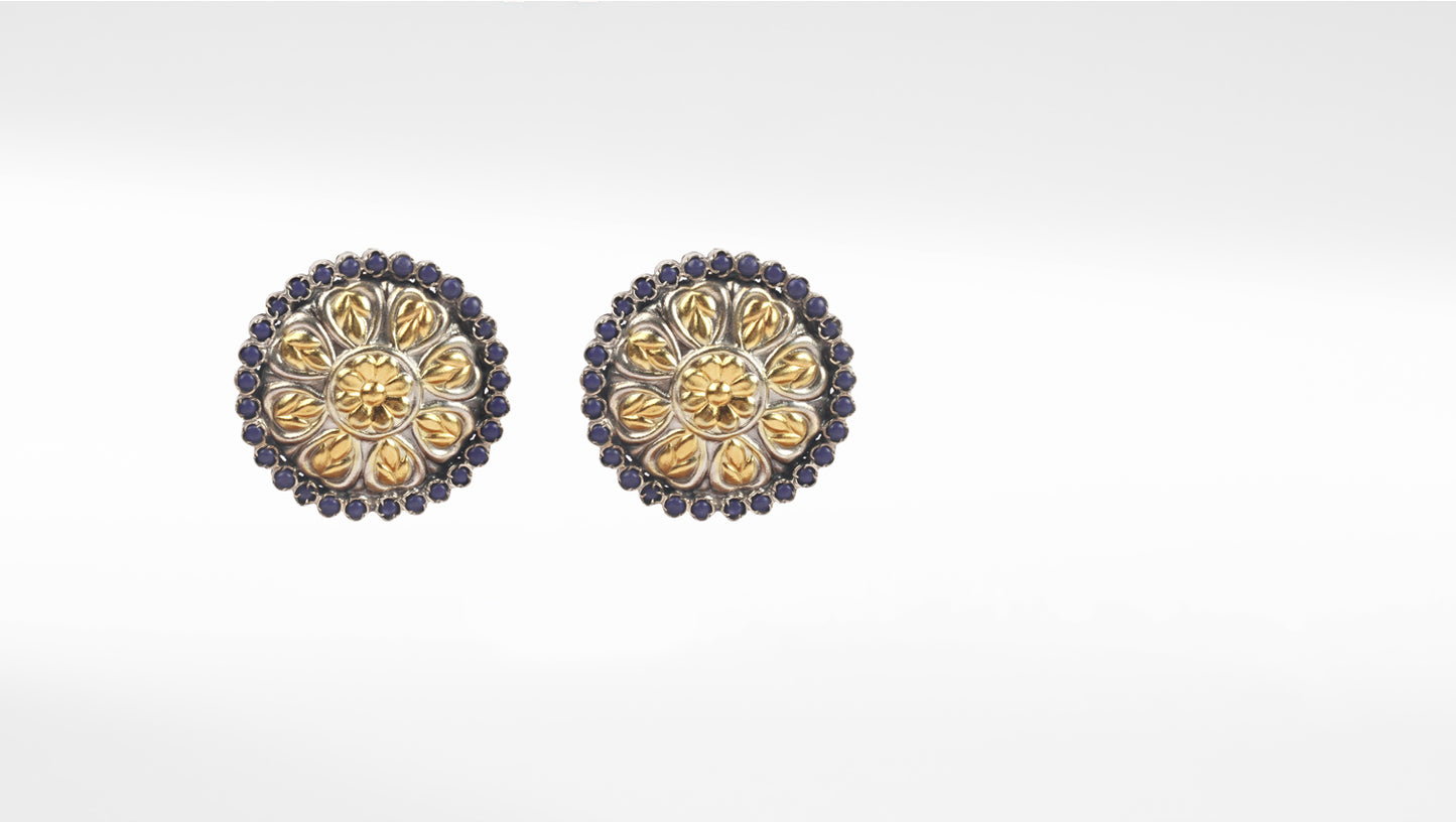 Sangeeta Boochra Dual Tone Tribal Silver Earrings