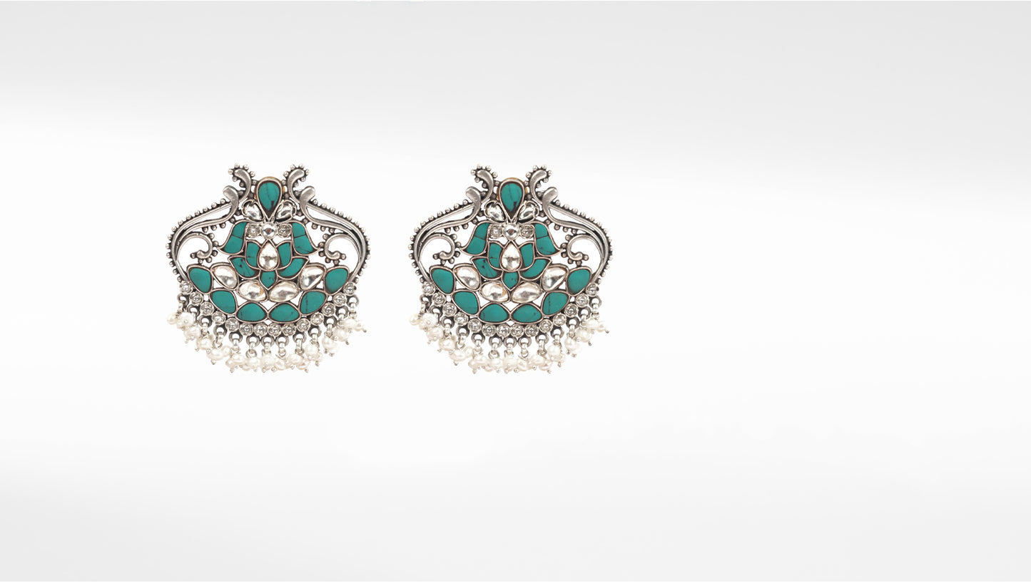 Sangeeta Boochra Tribal Silver Earrings With Pearls