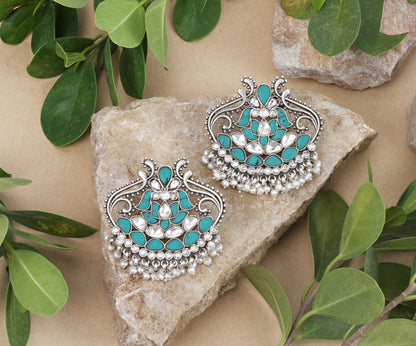 Sangeeta Boochra Tribal Silver Earrings With Pearls