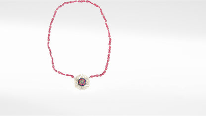 Sangeeta Boochra Red Tribal Silver Necklace