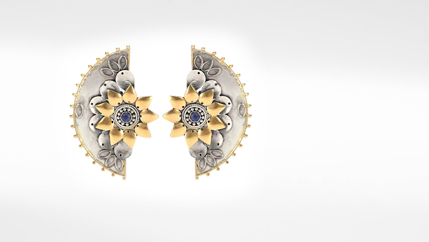 Sangeeta Boochra Silver Earrings Studded With 24k Gold Plating