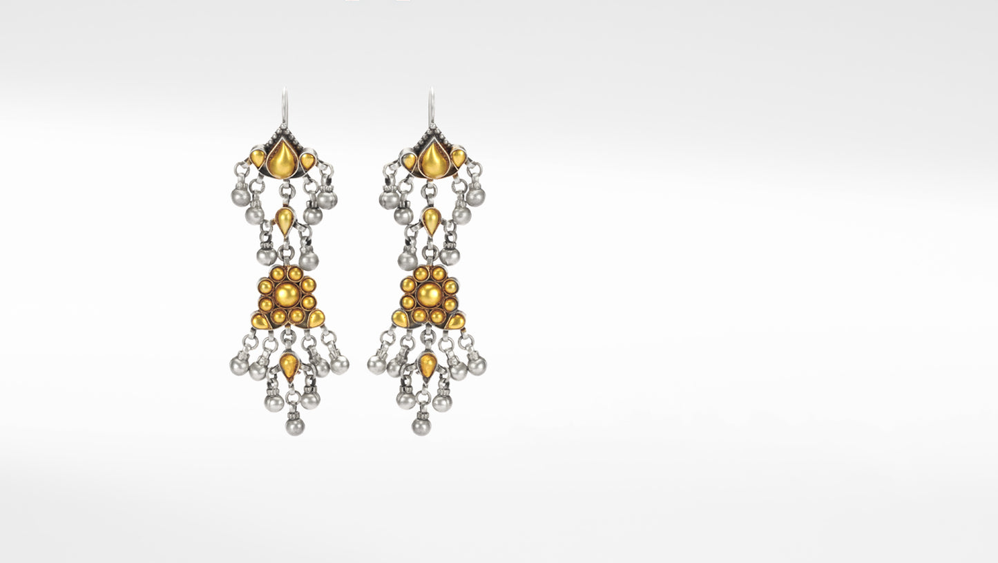 Sangeeta Boochra Silver Earrings Studded With 24k Gold Plating