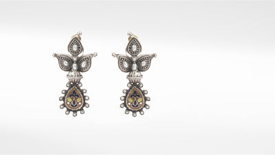 Sangeeta Boochra Dual Tone Tribal Silver Earrings