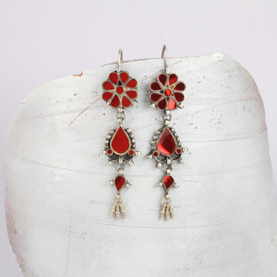Sangeeta Boochra Silver Earrings Studded With Glass Stone-Earrings-Sangeeta Boochra