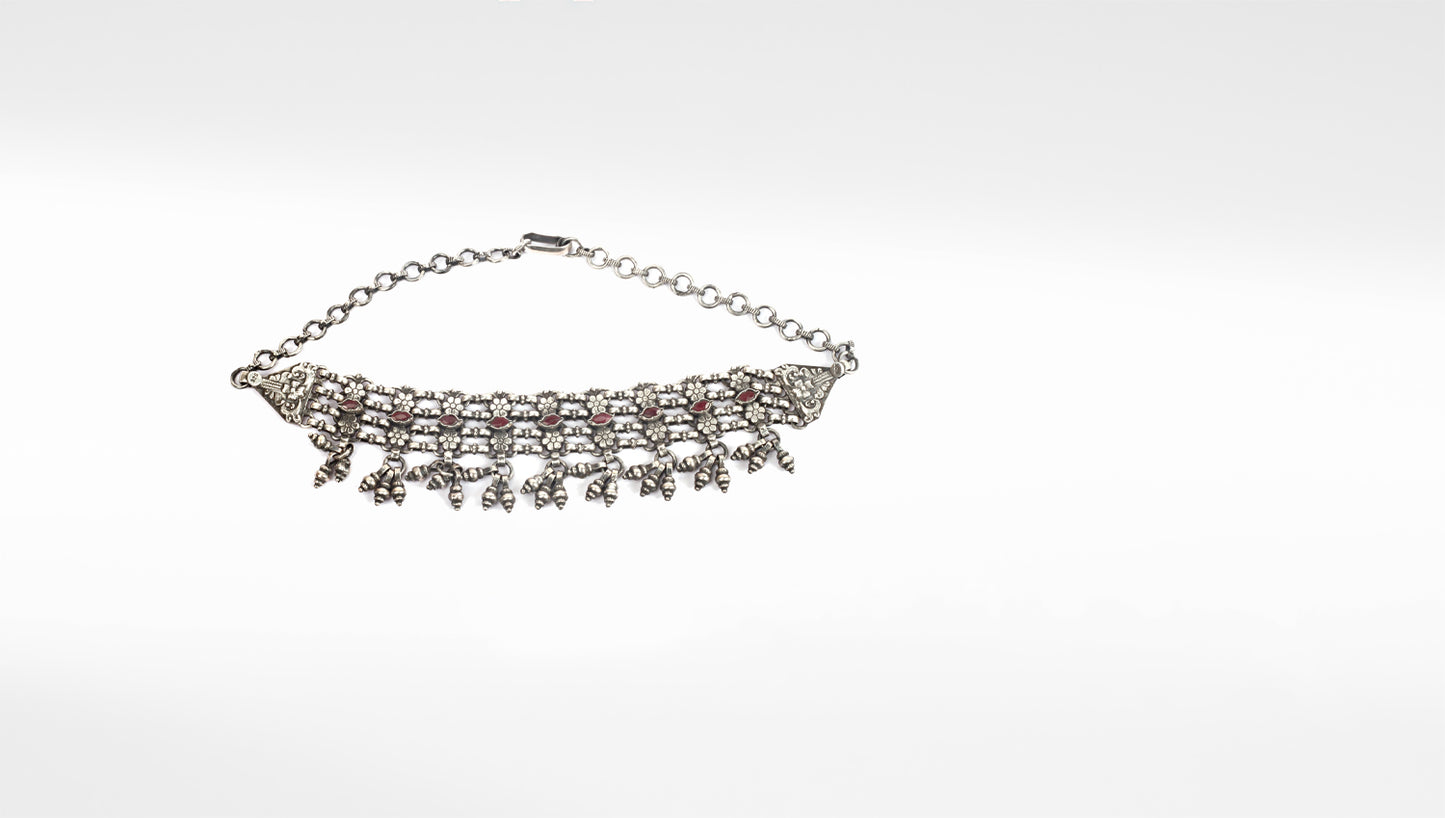 Sangeeta Boochra Tribal Silver Choker Necklace