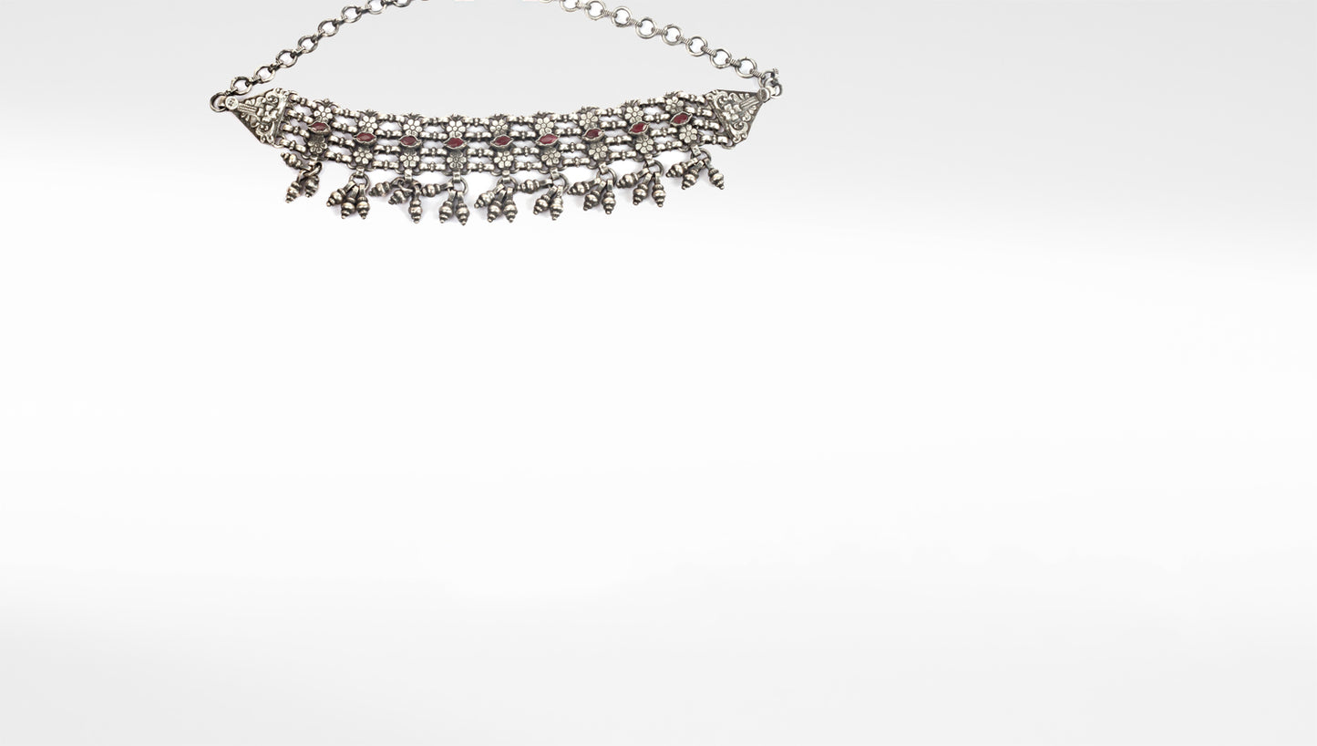 Sangeeta Boochra Tribal Silver Choker Necklace