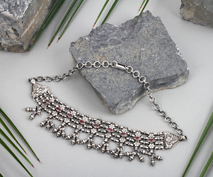 Sangeeta Boochra Tribal Silver Choker Necklace