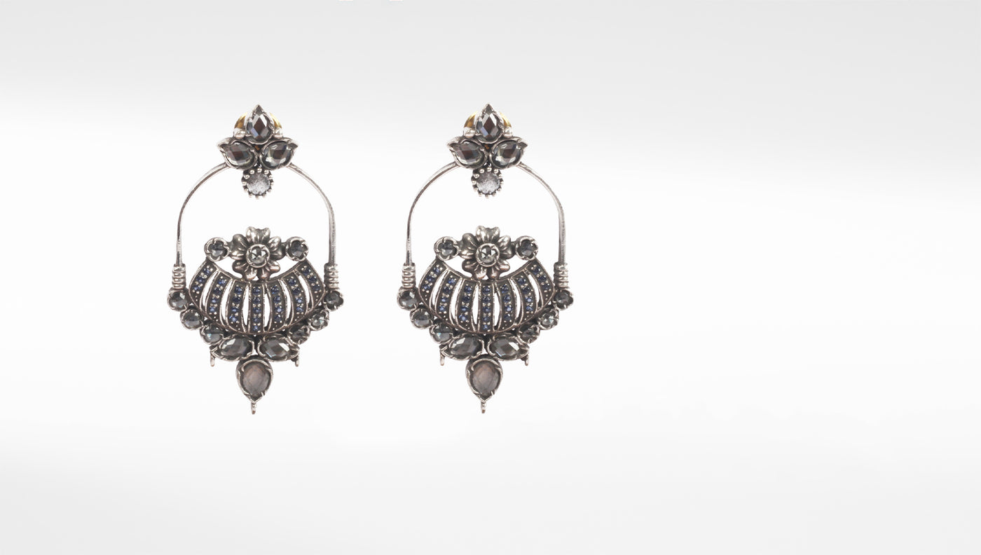 Sangeeta Boochra Pink Tribal Silver Earrings