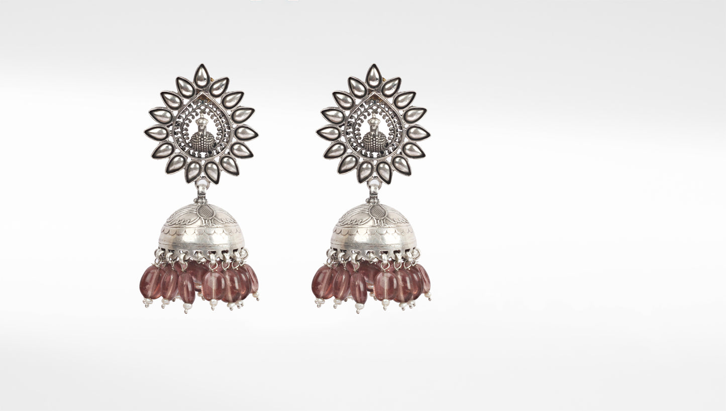 Sangeeta Boochra Tribal Silver Earrings With Pearls