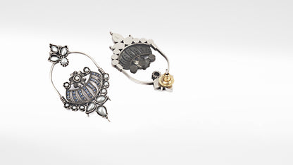 Sangeeta Boochra White Tribal Silver Earrings