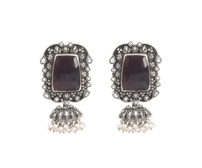 Sangeeta Boochra Black Tribal Silver Earrings-Earrings-Sangeeta Boochra