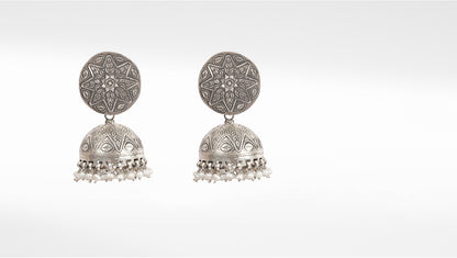 Sangeeta Boochra Tribal Silver Earrings With Pearls