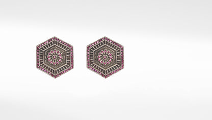 Sangeeta Boochra Pink Tribal Silver Earrings