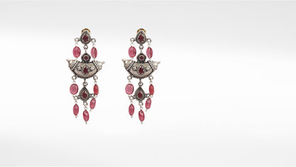 Sangeeta Boochra Pink Tribal Silver Earrings