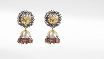 Sangeeta Boochra Dual Tone Tribal Silver Earrings With Pearls