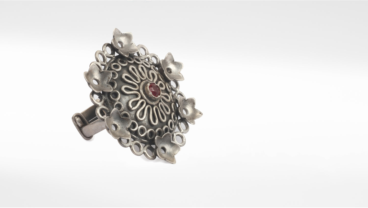 Sangeeta Boochra Tribal Silver Adjustable Ring