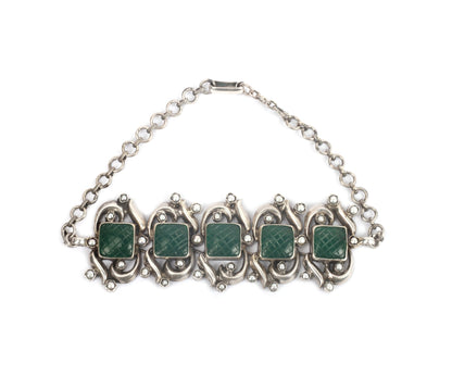 Sangeeta Boochra Green Tribal Silver Necklace-Necklace-Sangeeta Boochra