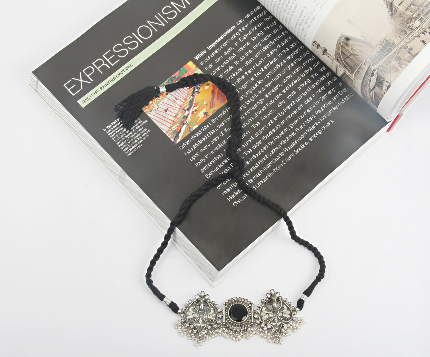 Sangeeta Boochra Black Tribal Silver Necklace-Necklace-Sangeeta Boochra