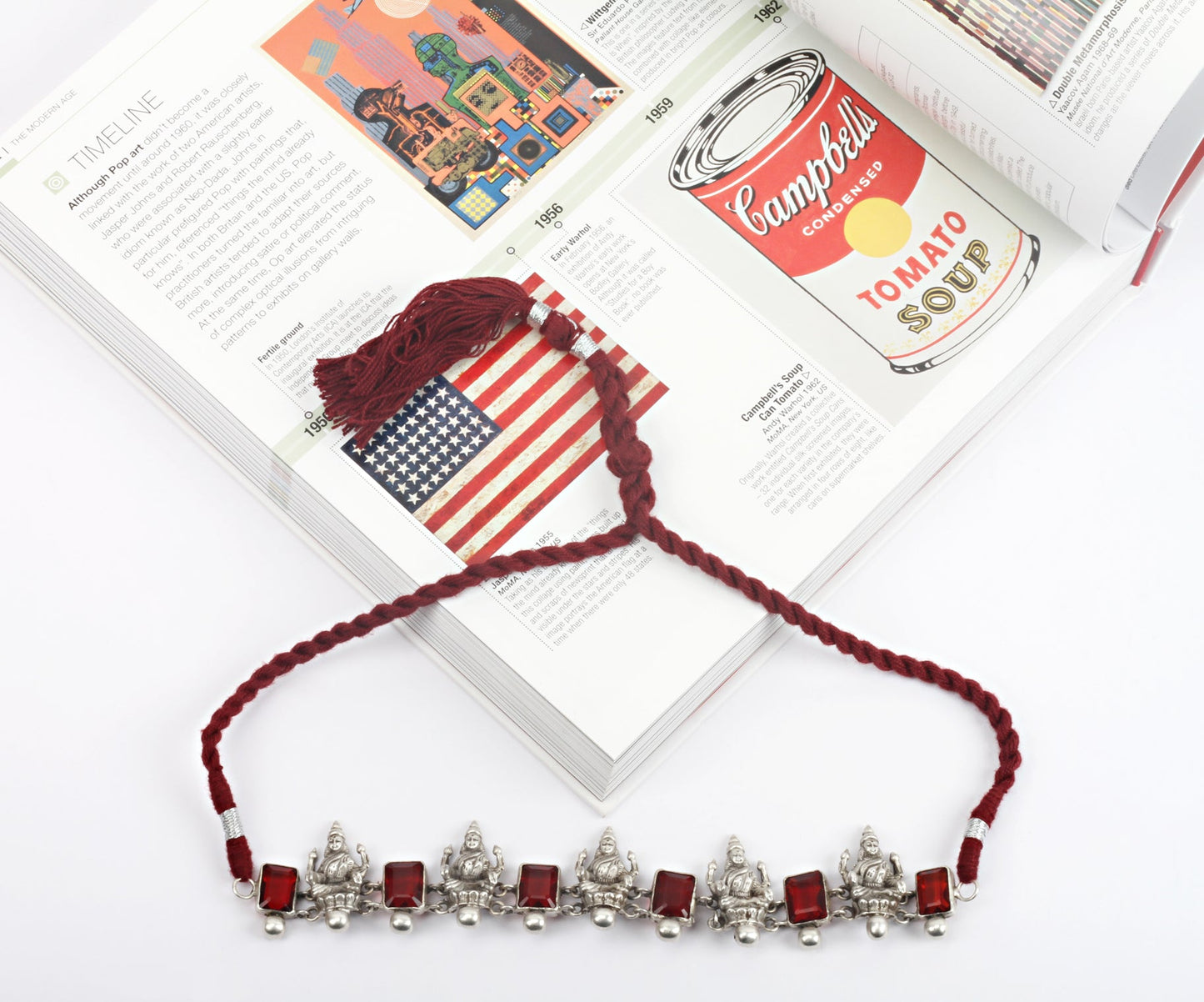 Sangeeta Boochra Red Tribal Silver Necklace-Necklace-Sangeeta Boochra