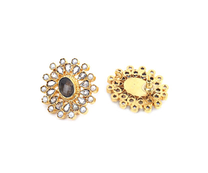 Sangeeta Boochra Gold Tone Silver Earrings With Pearls-Earrings-Sangeeta Boochra