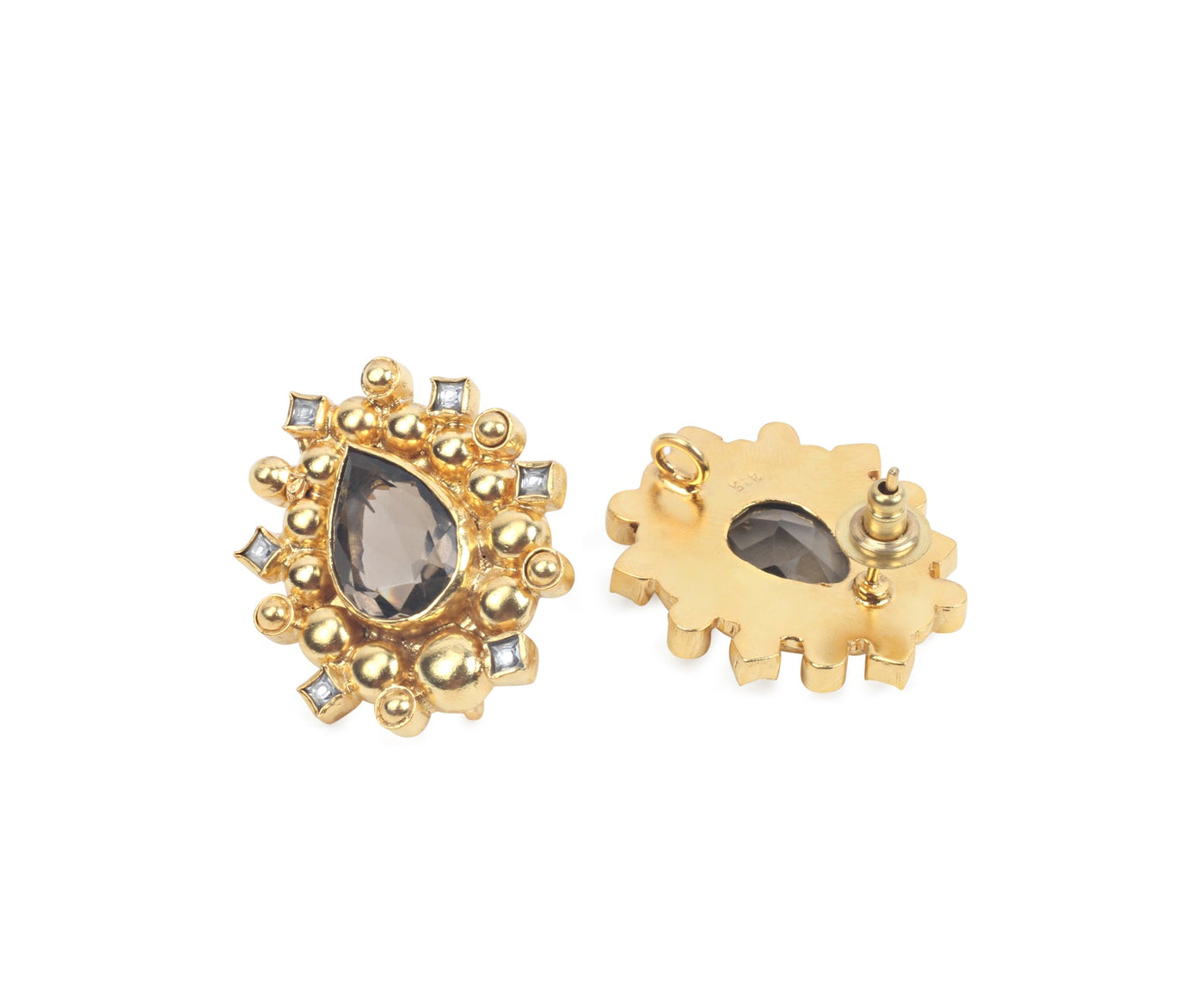 Sangeeta Boochra Gold Tone Silver Earrings-Earrings-Sangeeta Boochra