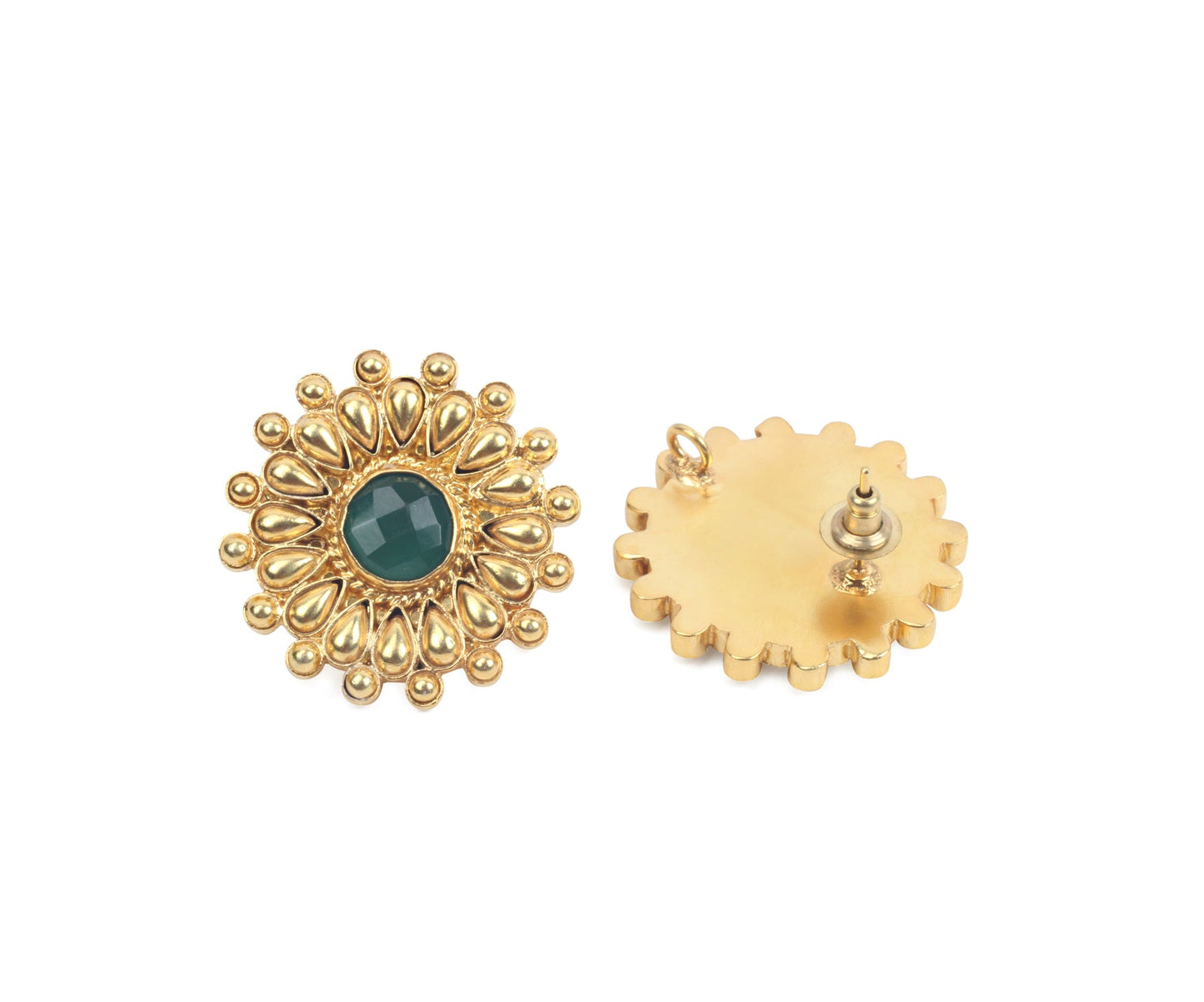 Sangeeta Boochra Gold Tone Silver Earrings With Hydro Coloured Glass-Earrings-Sangeeta Boochra