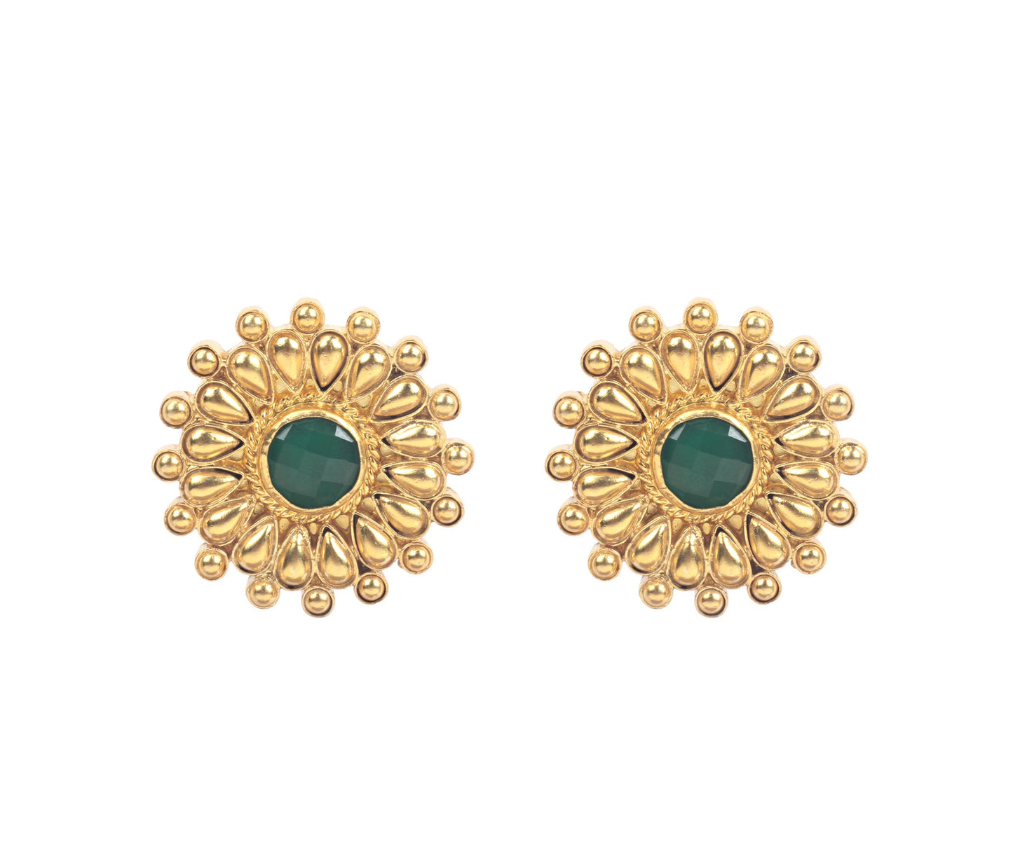 Sangeeta Boochra Gold Tone Silver Earrings With Hydro Coloured Glass-Earrings-Sangeeta Boochra