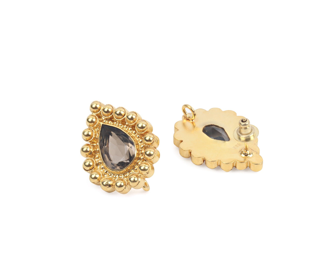 Sangeeta Boochra Gold Tone Silver Earrings With Hydro Coloured Glass-Earrings-Sangeeta Boochra