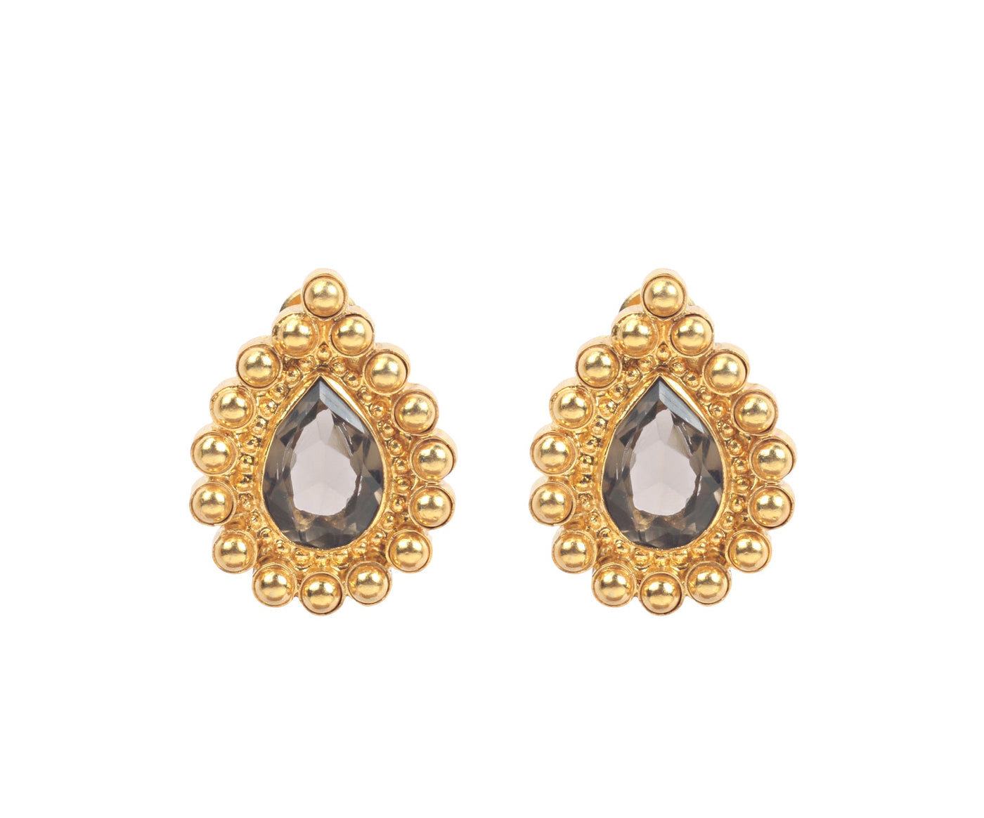Sangeeta Boochra Gold Tone Silver Earrings With Hydro Coloured Glass-Earrings-Sangeeta Boochra