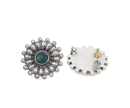 Sangeeta Boochra Tribal Silver Earrings With Hydro Coloured Glass-Earrings-Sangeeta Boochra