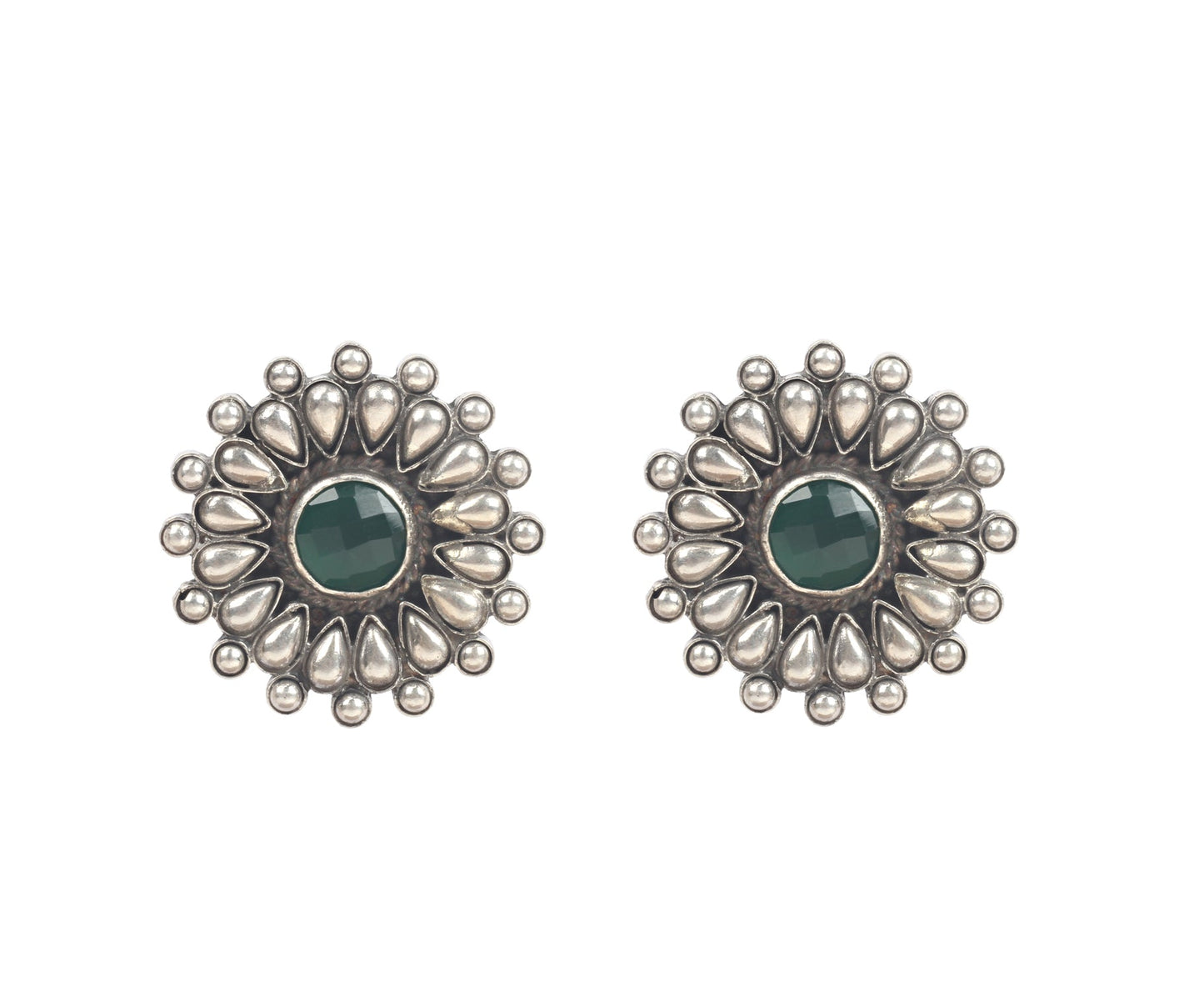 Sangeeta Boochra Tribal Silver Earrings With Hydro Coloured Glass-Earrings-Sangeeta Boochra