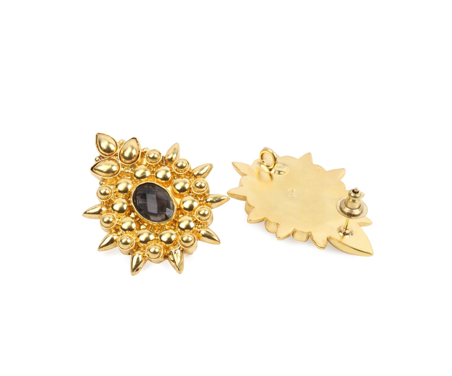 Sangeeta Boochra Gold Tone Silver Earrings With Hydro Coloured Glass-Earrings-Sangeeta Boochra