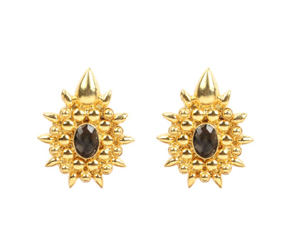 Sangeeta Boochra Gold Tone Silver Earrings With Hydro Coloured Glass-Earrings-Sangeeta Boochra