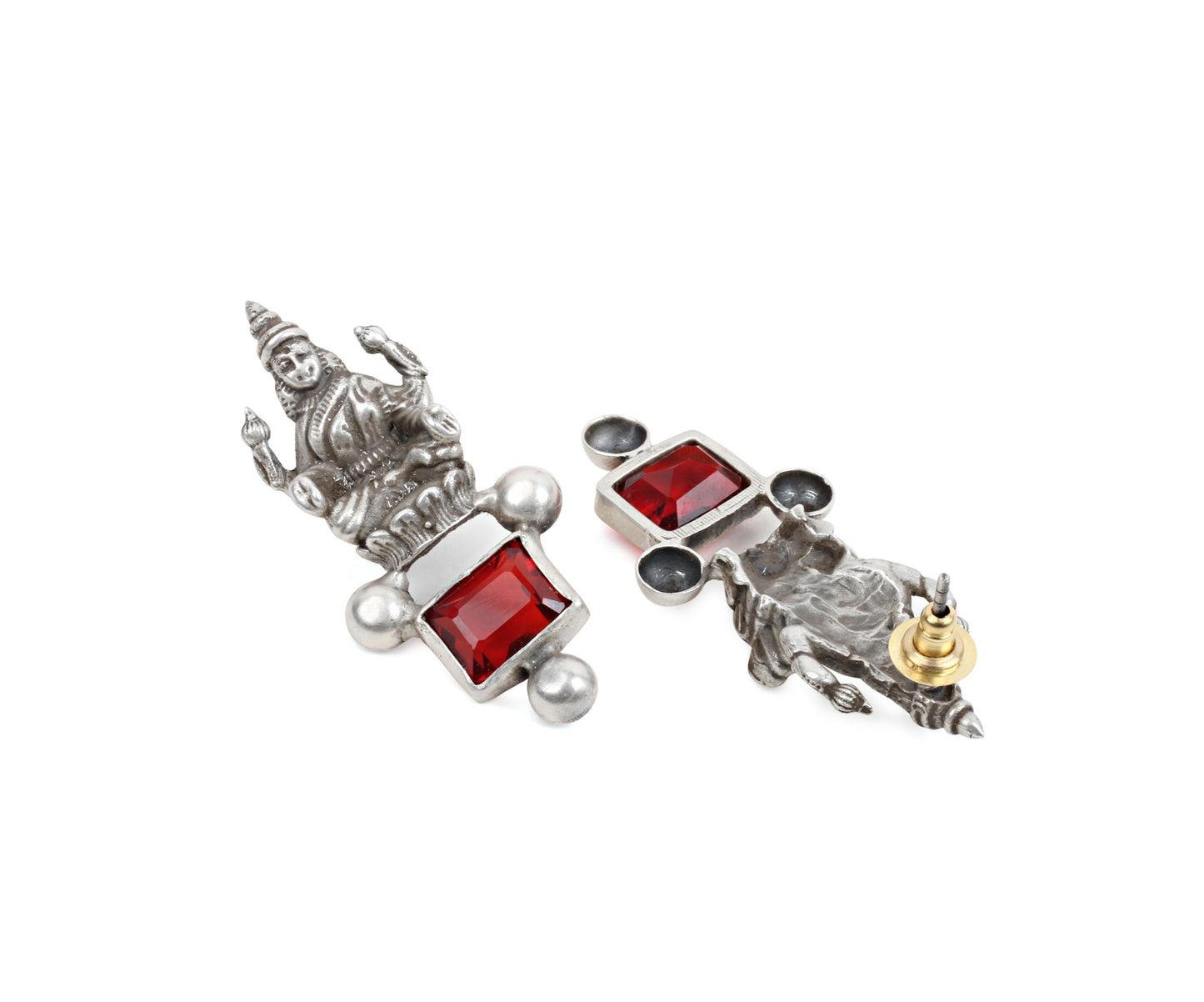 Sangeeta Boochra Tribal Silver Earrings With Hydro Coloured Glass-Earrings-Sangeeta Boochra