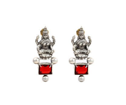 Sangeeta Boochra Tribal Silver Earrings With Hydro Coloured Glass-Earrings-Sangeeta Boochra