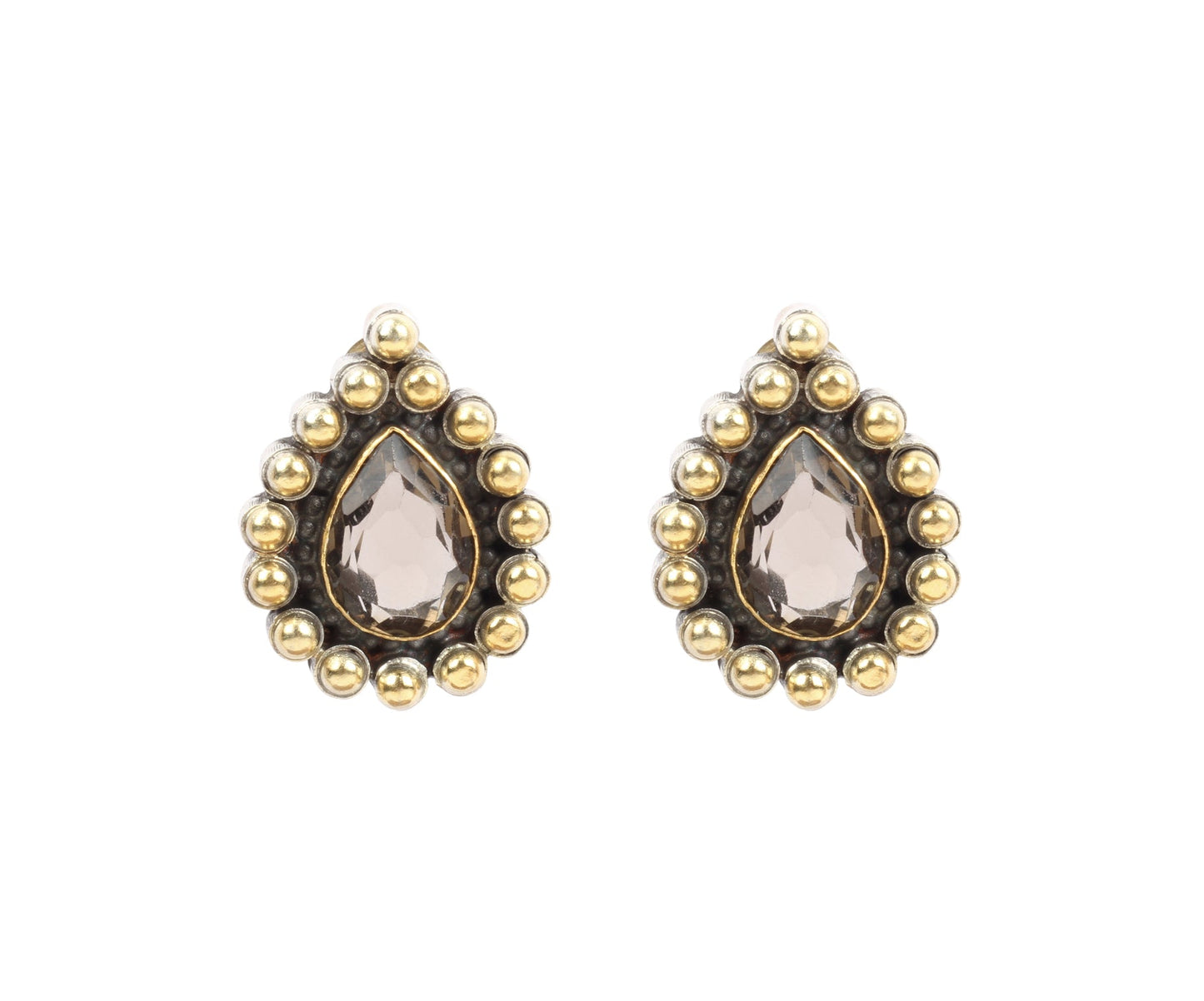 Sangeeta Boochra Gold Tone Silver Earrings With Hydro Coloured Glass-Earrings-Sangeeta Boochra