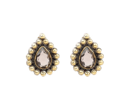 Sangeeta Boochra Gold Tone Silver Earrings With Hydro Coloured Glass-Earrings-Sangeeta Boochra