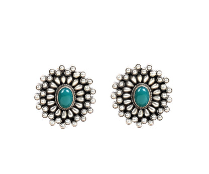 Sangeeta Boochra Tribal Silver Earrings With Hydro Coloured Glass-Earrings-Sangeeta Boochra