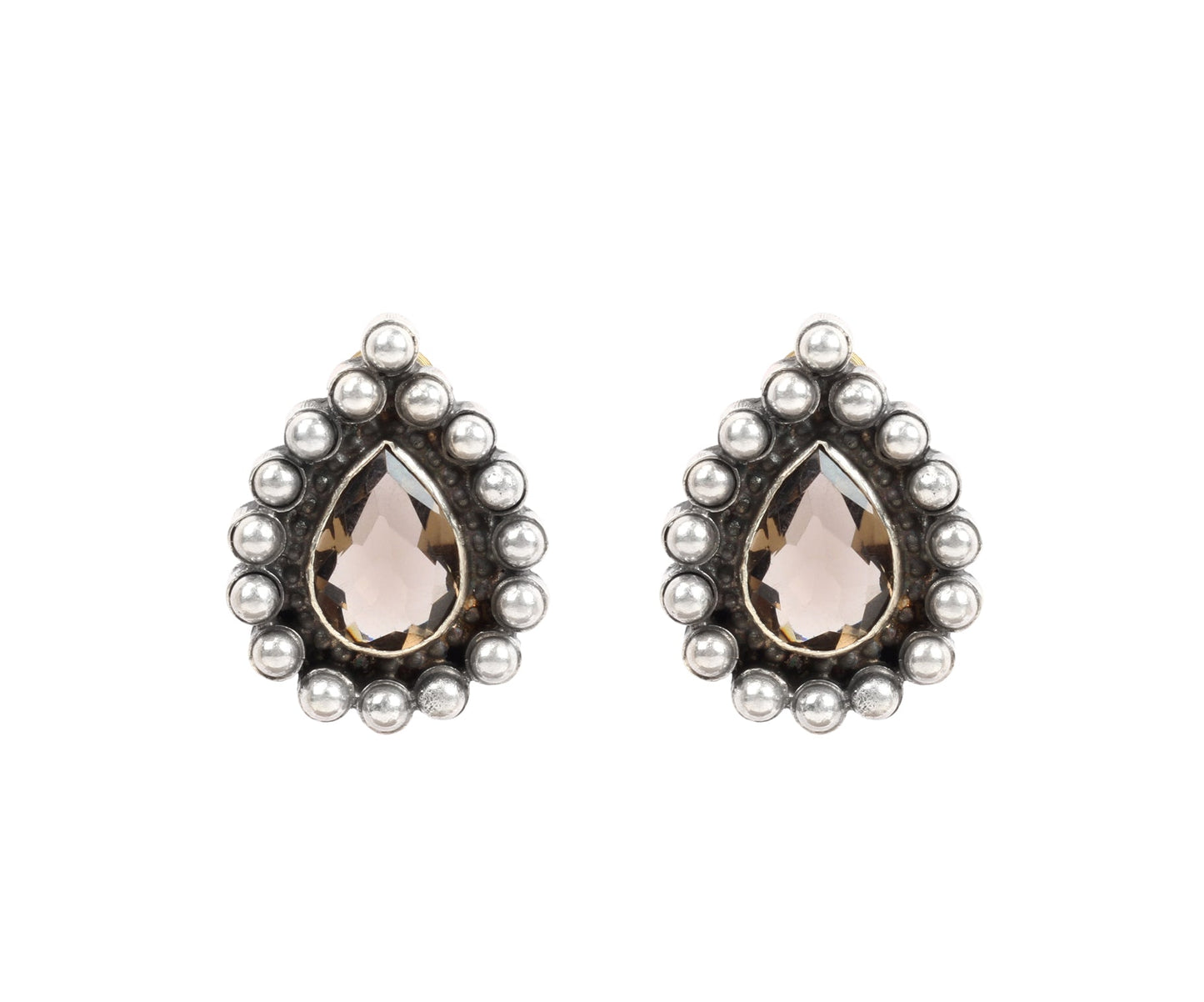 Sangeeta Boochra Tribal Silver Earrings With Hydro Coloured Glass-Earrings-Sangeeta Boochra