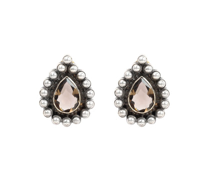 Sangeeta Boochra Tribal Silver Earrings With Hydro Coloured Glass-Earrings-Sangeeta Boochra