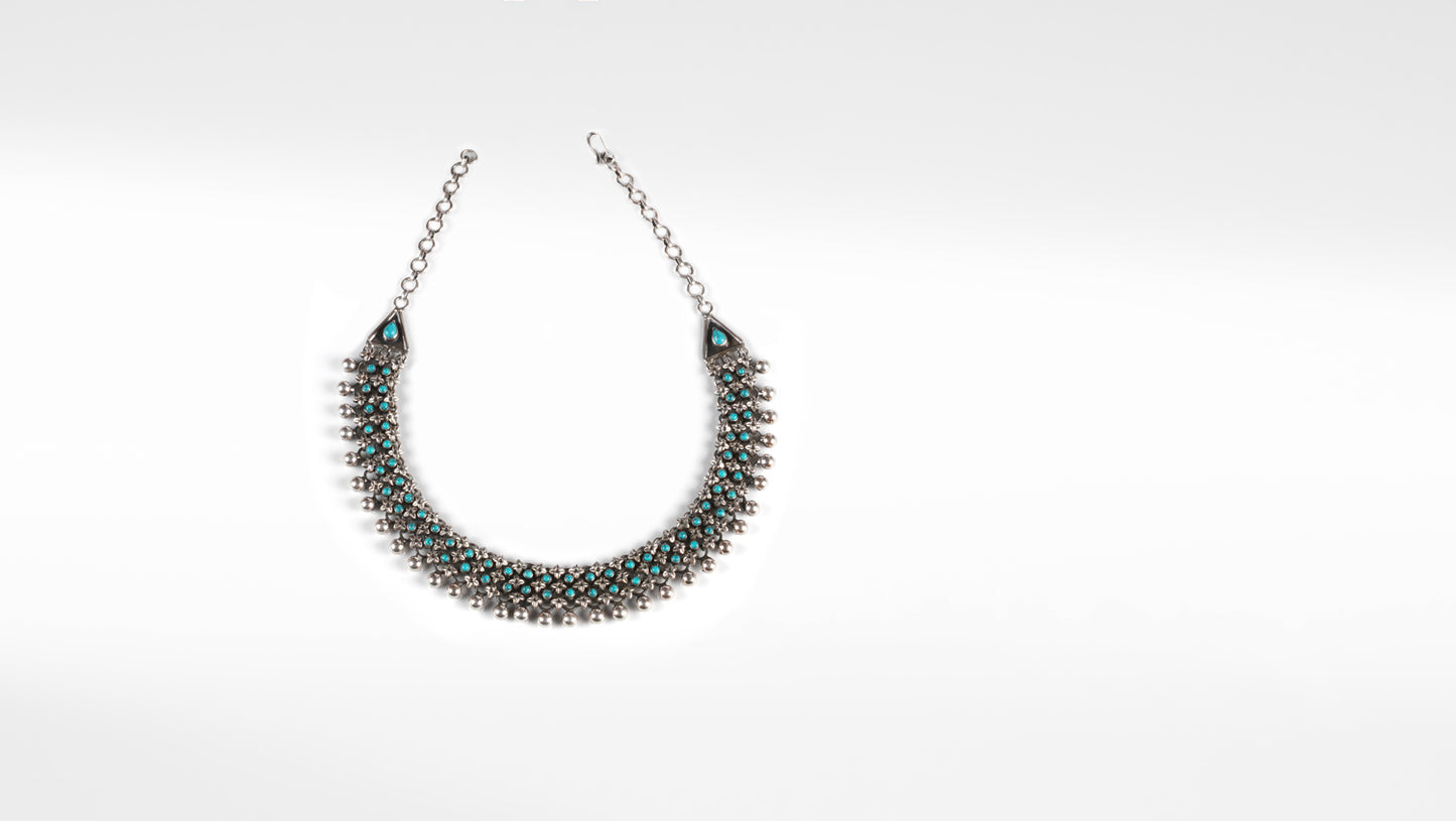 Nura Silver Oxidised Necklace